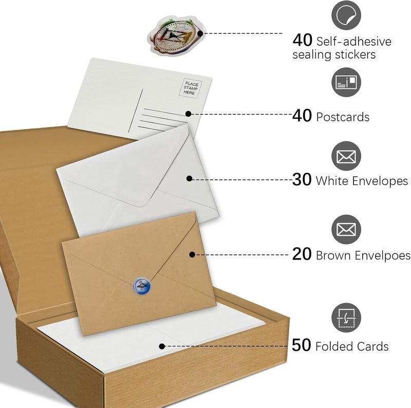 KOVIEDE 50 Pack Foldable Watercolor Cards with Envelopes 5"X7", 40 Sheets 4''x6'' Blank Watercolor Postcards, 140LB/300GSM 100% Cotton Water Color Cards For Painting, Greeting, Christmas, Birthday - Image 3